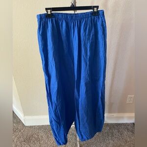 Bryn Walker Linen Pants Blue Barrel Balloon Leg Lagenlook XL